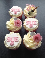 Pretty 70th birthday cupcakes